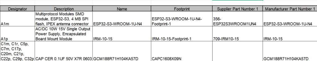 Bill of Materials